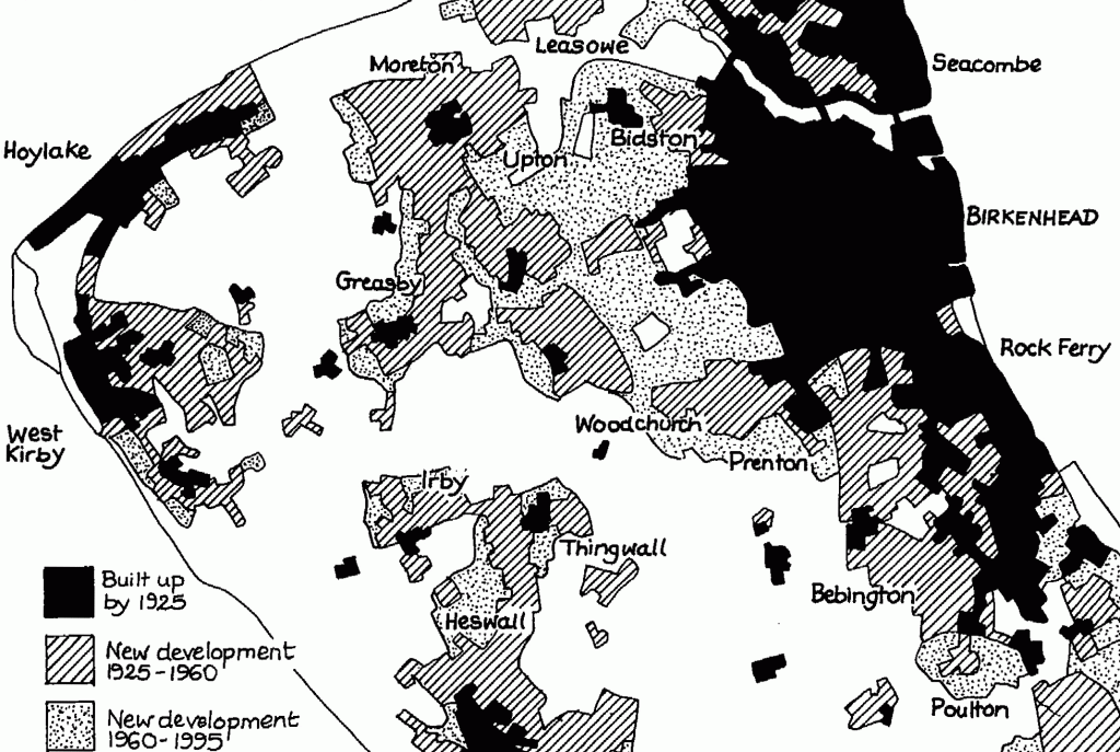 The urbanisation of the Wirral, 1925-95.