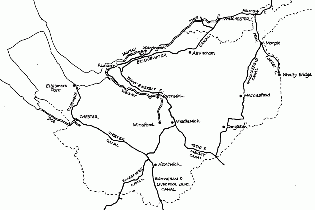 Canals and river navigations of Cheshire in 1880.
