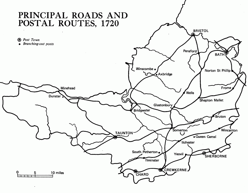 Principal Roads & Postal Routes, 1720