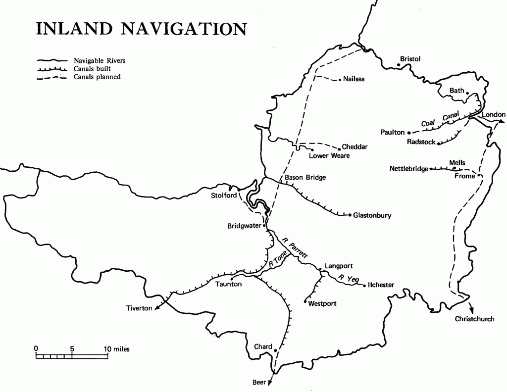 Map of Somerset's Inland Navigation